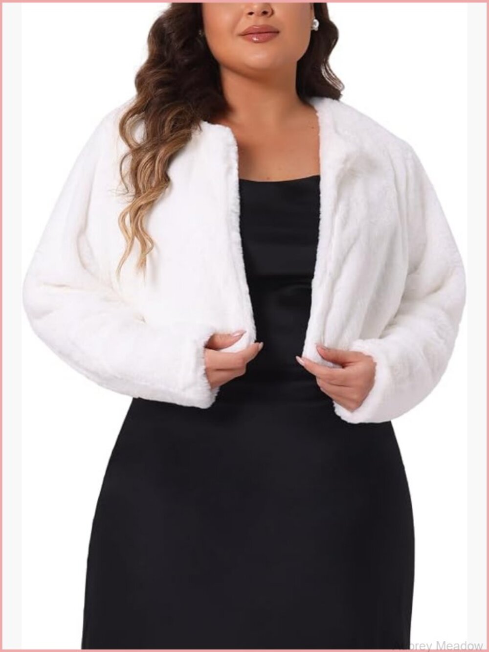 Plus Size Faux Fur Open Front Winter Jacket Cropped Fluffy Coat